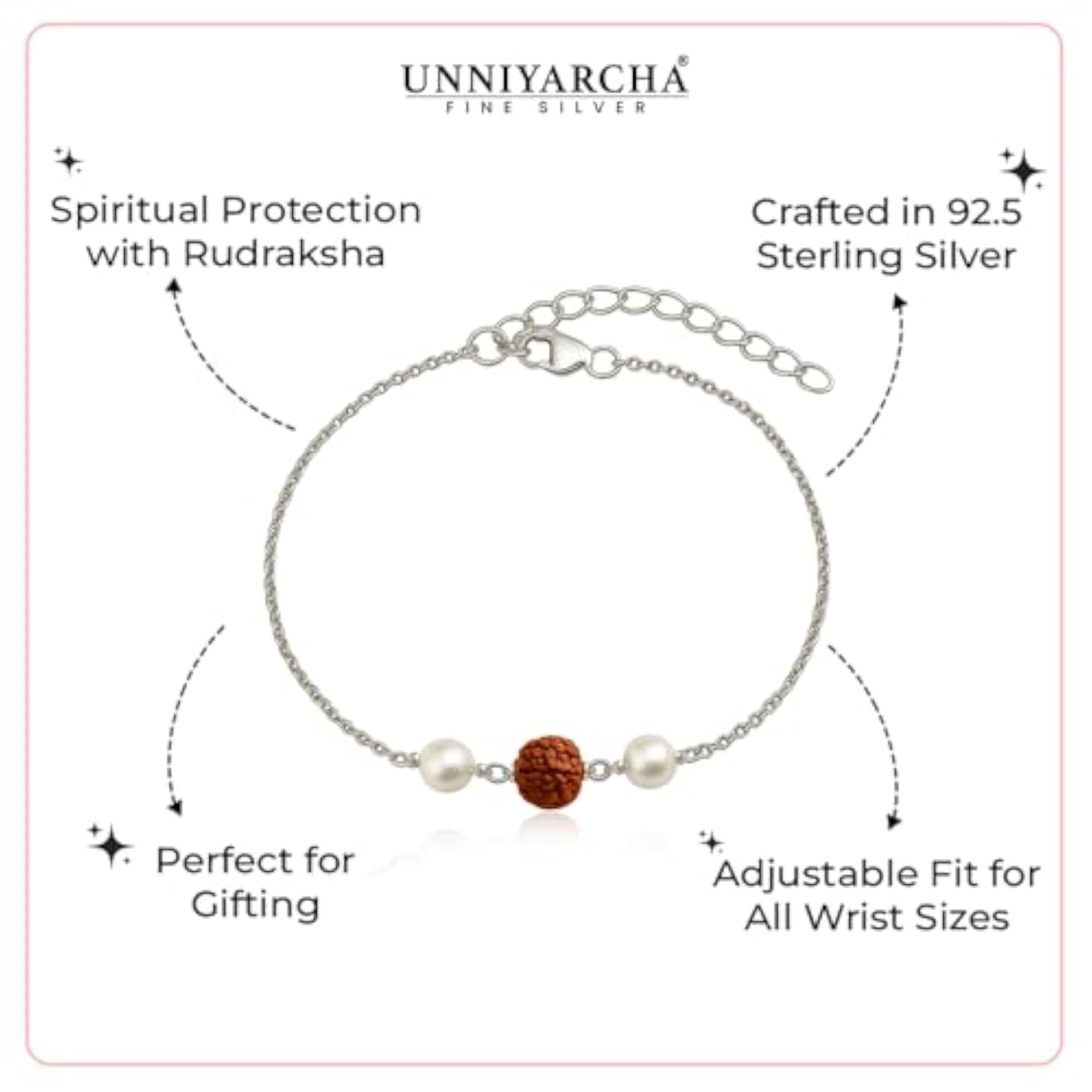 925 Sterling Silver Rudraksha & Pearl Bracelet